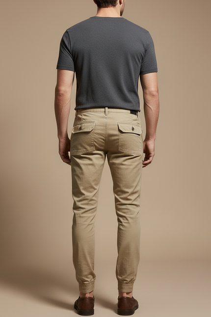 Pantalon Cargo Beige Homme Coton Slim Jogger - vue 2