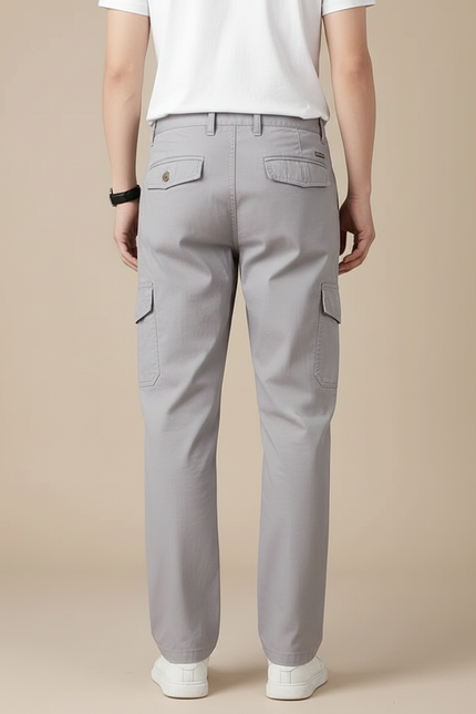 Pantalon Cargo Gris Droit Décontracté Homme Coton - vue 2
