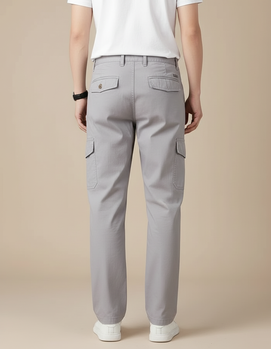 Pantalon Cargo Gris Droit Décontracté Homme Coton - vue 2