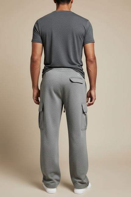 Pantalon Cargo Gris Ample Molletonné Homme Sport - vue 2