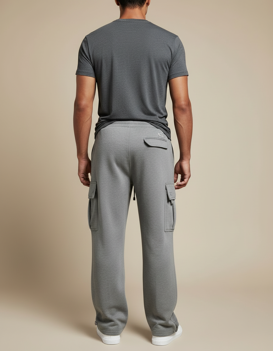 Pantalon Cargo Gris Ample Molletonné Homme Sport - vue 2