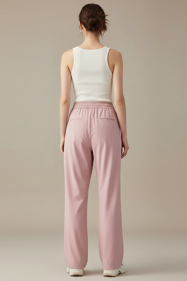 Pantalon Cargo Rose Fluide Ample Décontracté Femme - Polyester - vue 2