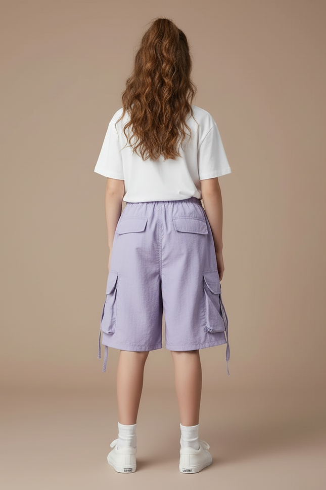 Pantalon Cargo Violet Ample Léger Enfants - Polyester - vue 2