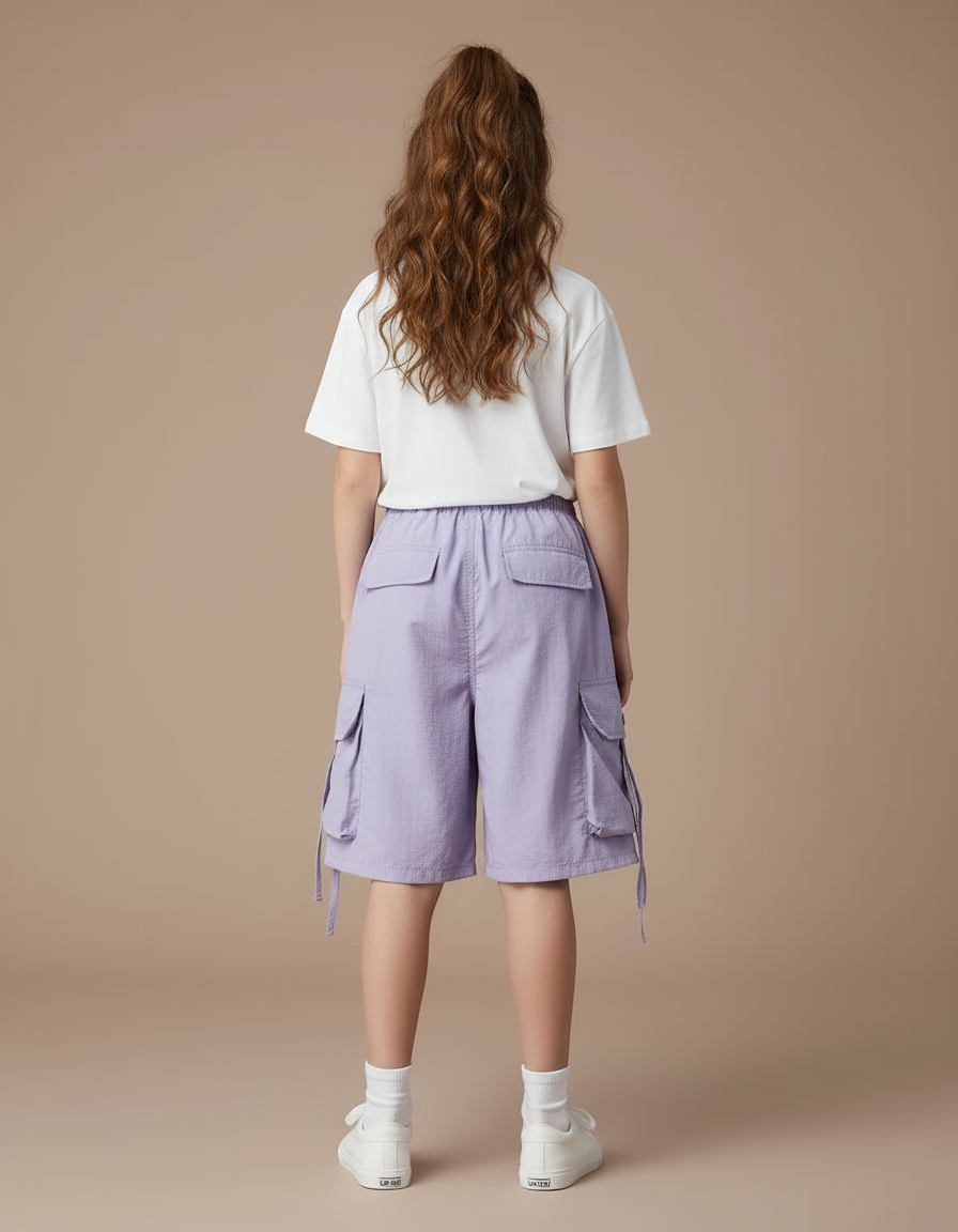 Pantalon Cargo Violet Ample Léger Enfants - Polyester - vue 2