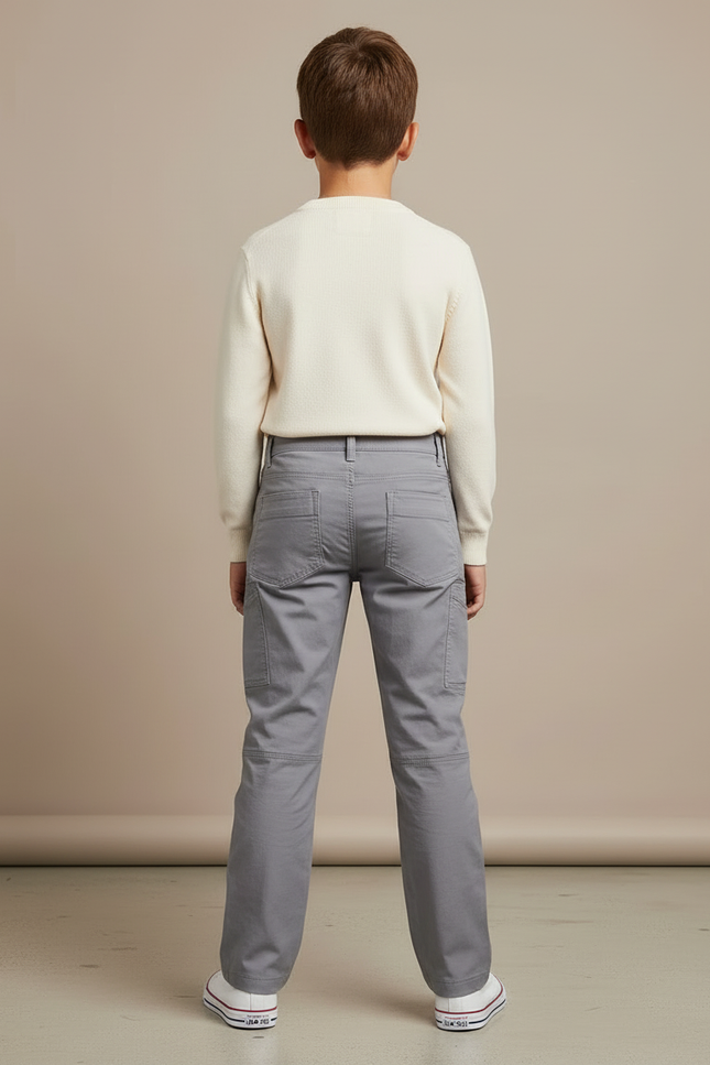 Pantalon Cargo Gris Enfant Renforcé Multi-Poches - Gabardine - vue 2