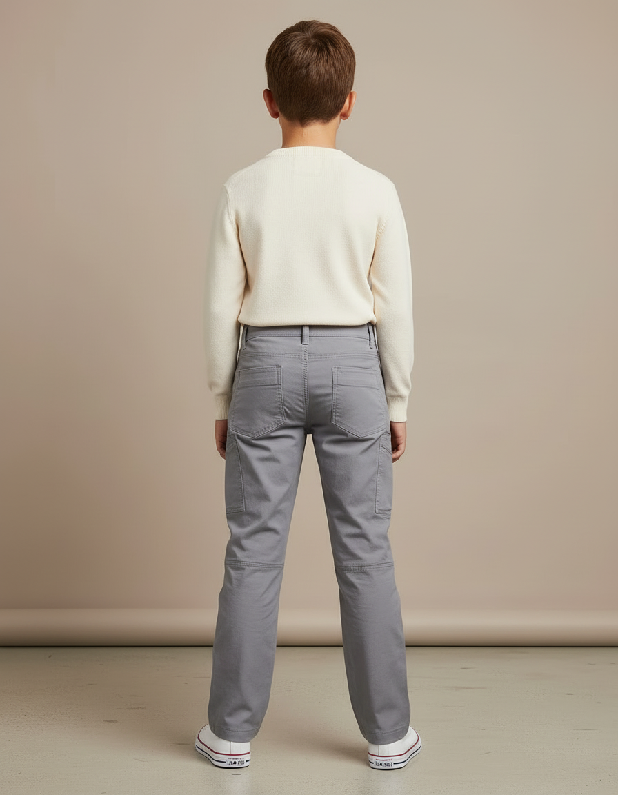 Pantalon Cargo Gris Enfant Renforcé Multi-Poches - Gabardine - vue 2