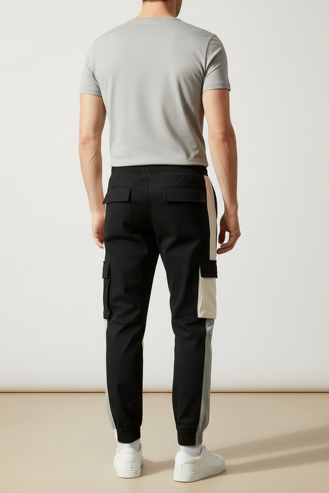 Pantalon Cargo Bicolore Ample Homme Décontracté Cordon - Multicolore Polyester - vue 2