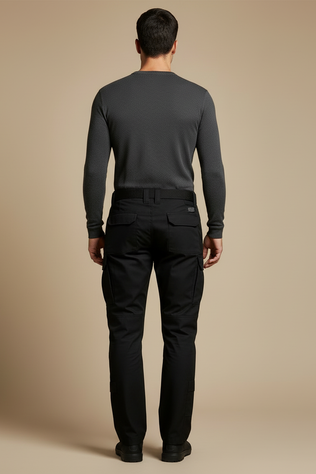 Pantalon Cargo Noir Tactique Renforcé Multipoches Homme - Polyester - vue 2
