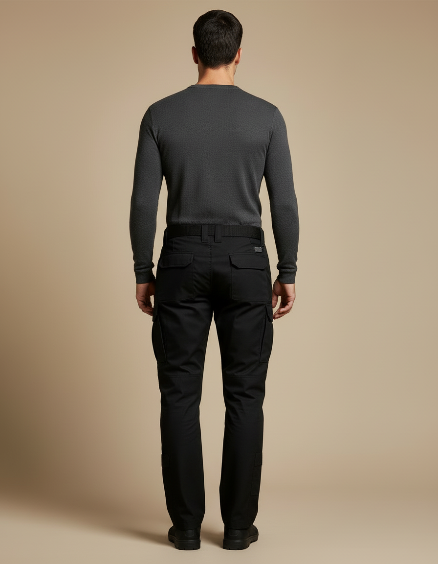 Pantalon Cargo Noir Tactique Renforcé Multipoches Homme - Polyester - vue 2