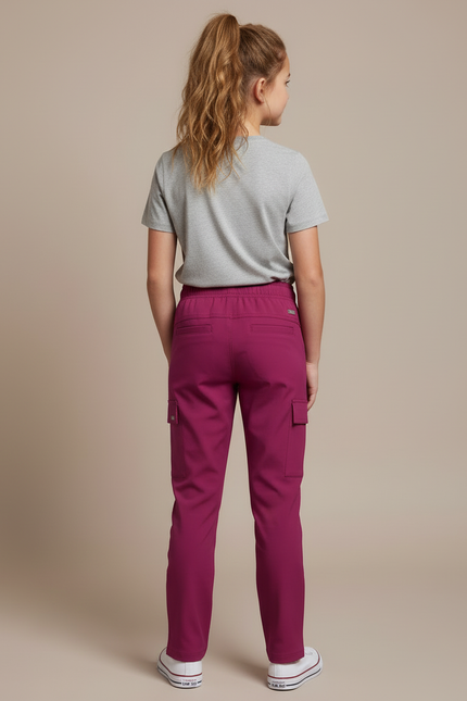 Pantalon Cargo Fuchsia Droit Cordon Élastique Enfant - Rose Polyester - vue 2