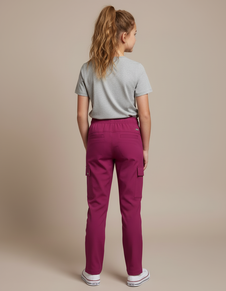 Pantalon Cargo Fuchsia Droit Cordon Élastique Enfant - Rose Polyester - vue 2