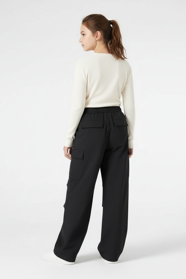 Pantalon Cargo Fille Noir Parachute Softshell - Polyester - vue 2