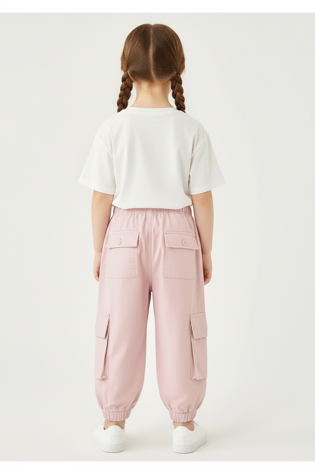 Pantalon Cargo Rose Ample Léger Enfants - Polyester - vue 2