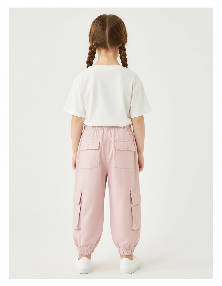 Pantalon Cargo Rose Ample Léger Enfants - Polyester - vue 2