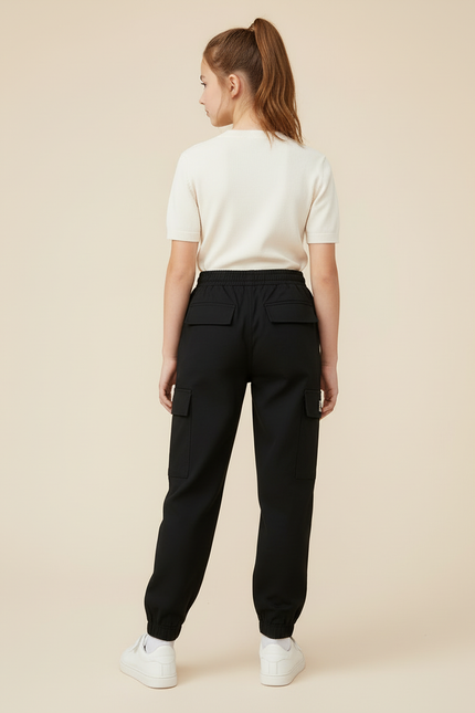 Pantalon Cargo Fille Noir Jogger - Toile - vue 2