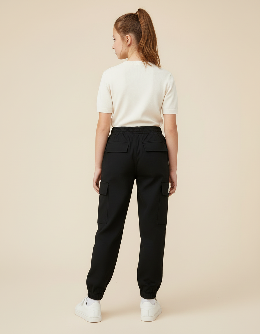 Pantalon Cargo Fille Noir Jogger - Toile - vue 2