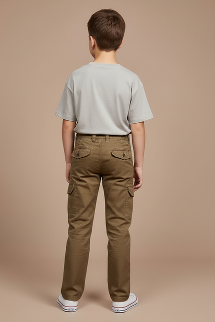 Pantalon Cargo Kaki Droit Coton Multipoches Enfant - vue 2
