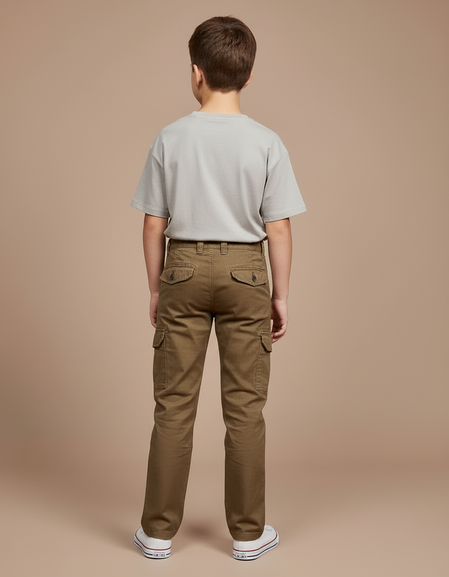 Pantalon Cargo Kaki Droit Coton Multipoches Enfant - vue 2