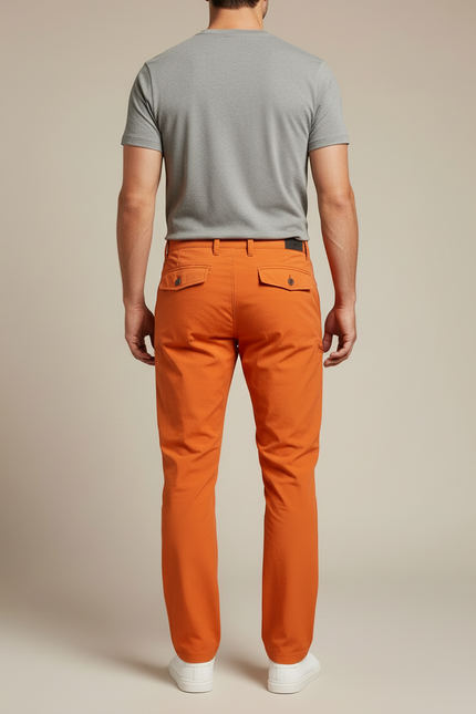 Pantalon Cargo Orange Léger Multipoches Homme Décontracté - Gabardine - vue 2