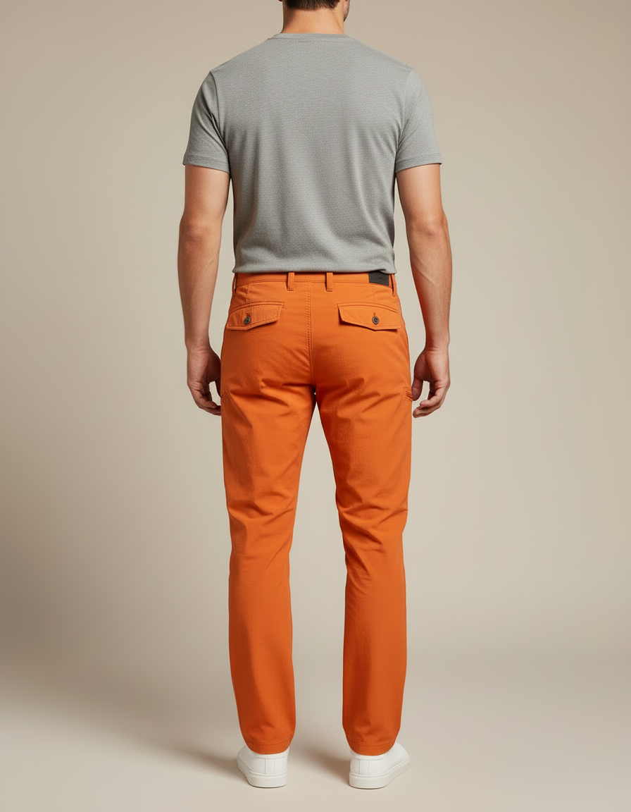 Pantalon Cargo Orange Léger Multipoches Homme Décontracté - Gabardine - vue 2