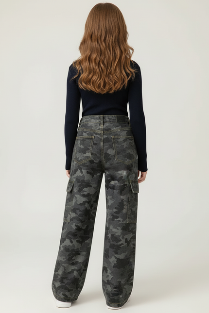 Pantalon Cargo Camouflage Ample Multipoches Denim Enfant - Multicolore Jean - vue 2
