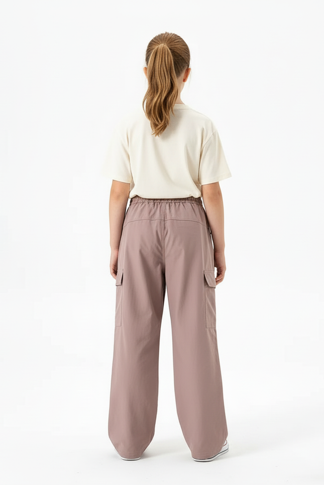 Pantalon Cargo Rose Ample Décontracté Unisexe - Polyester - vue 2