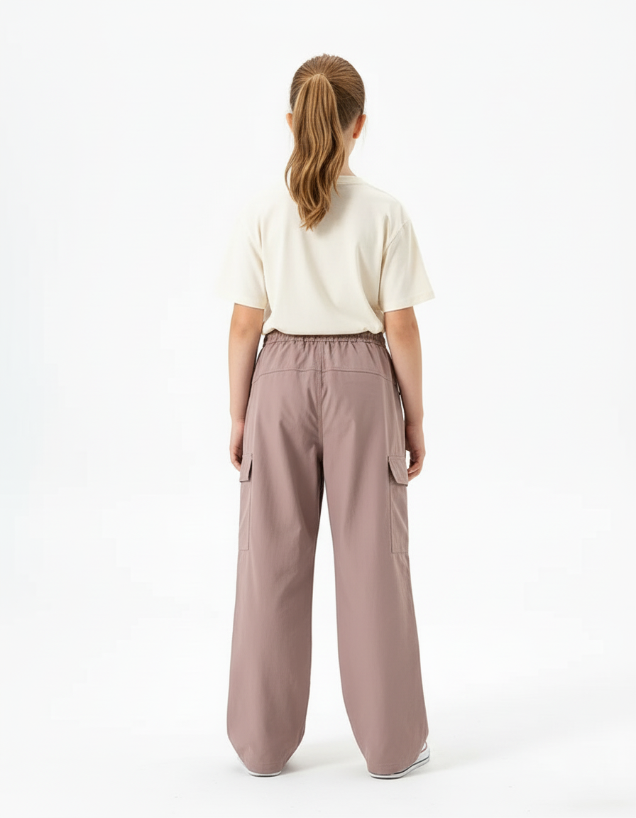 Pantalon Cargo Rose Ample Décontracté Unisexe - Polyester - vue 2