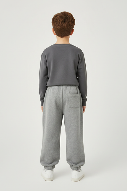 Pantalon Cargo Gris Ample Molletonné Enfant Décontracté Cartoon - vue 2