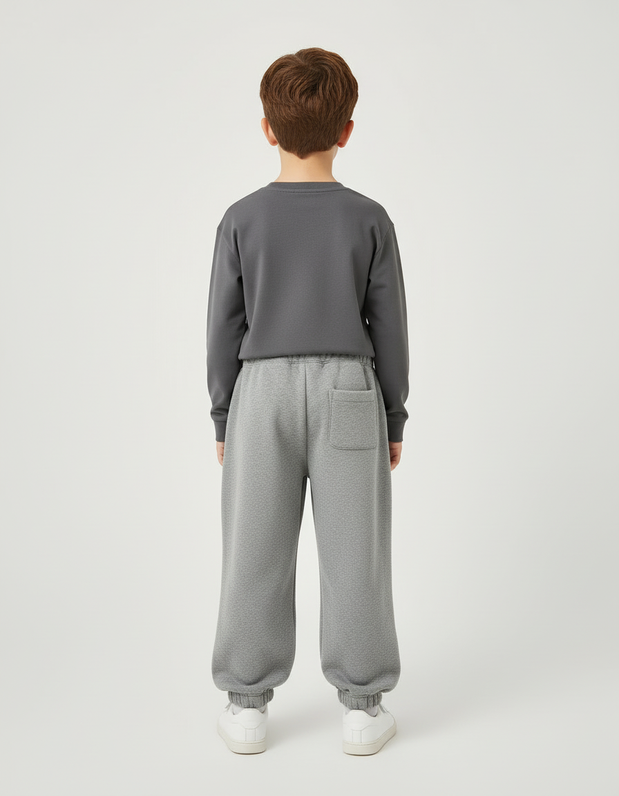 Pantalon Cargo Gris Ample Molletonné Enfant Décontracté Cartoon - vue 2
