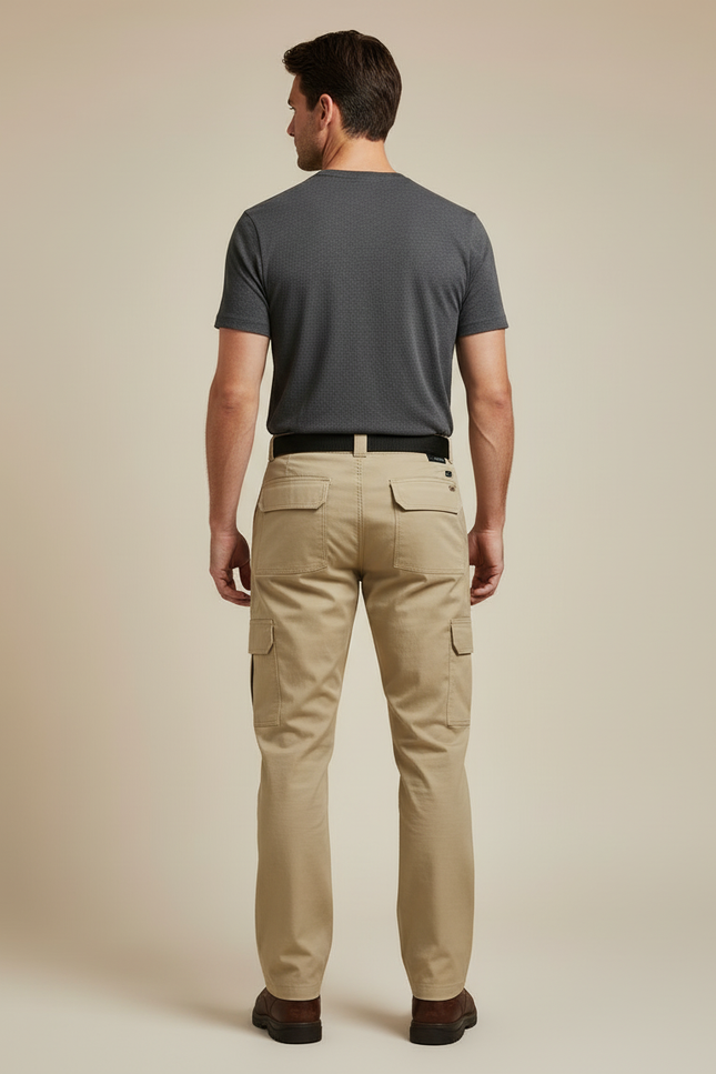 Pantalon Cargo Beige Homme Multi-Poches Tactique Coton - vue 2