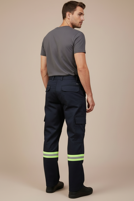 Pantalon Cargo Bleu Marine Réfléchissant Décontracté Homme - Toile - vue 2