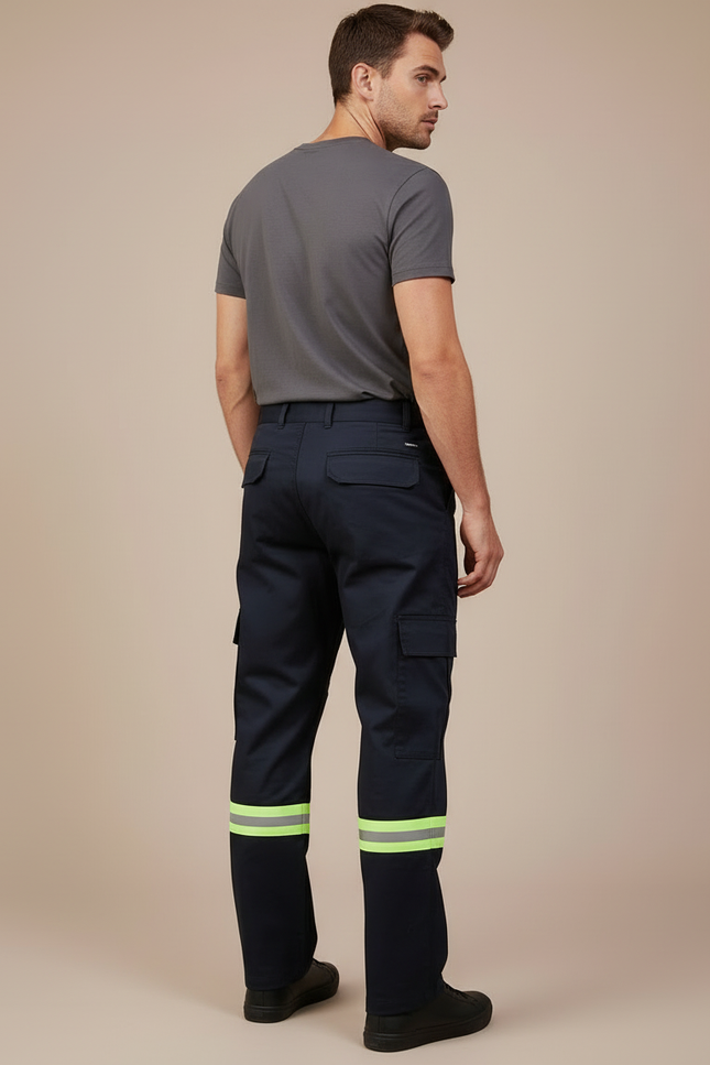 Pantalon Cargo Bleu Marine Réfléchissant Décontracté Homme - Toile - vue 2