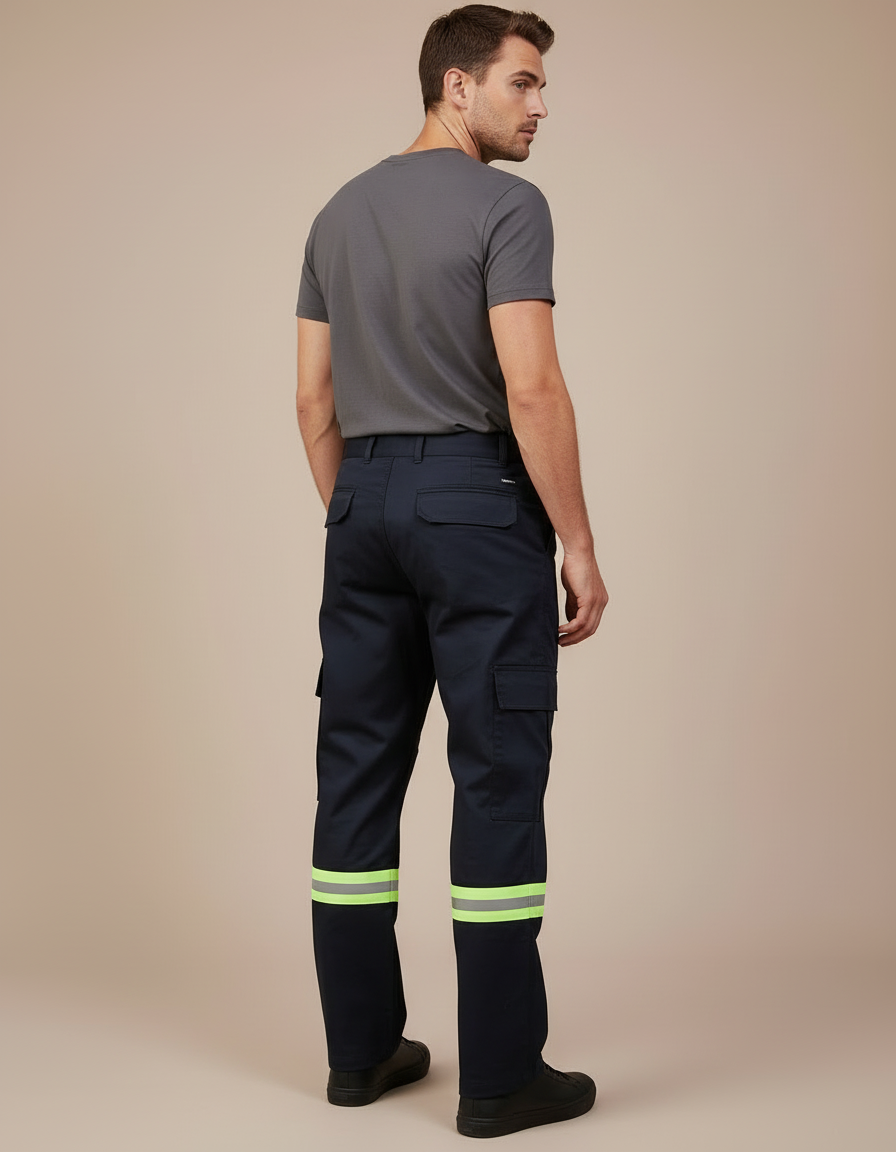 Pantalon Cargo Bleu Marine Réfléchissant Décontracté Homme - Toile - vue 2