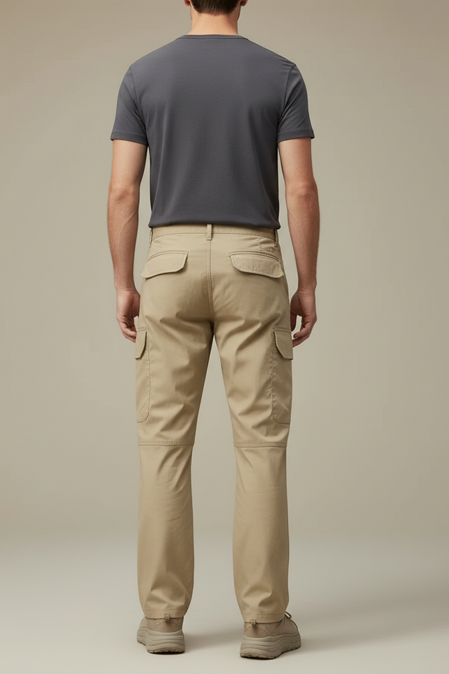 Pantalon Cargo Beige Décontracté Multipoches Ample Coton - vue 2