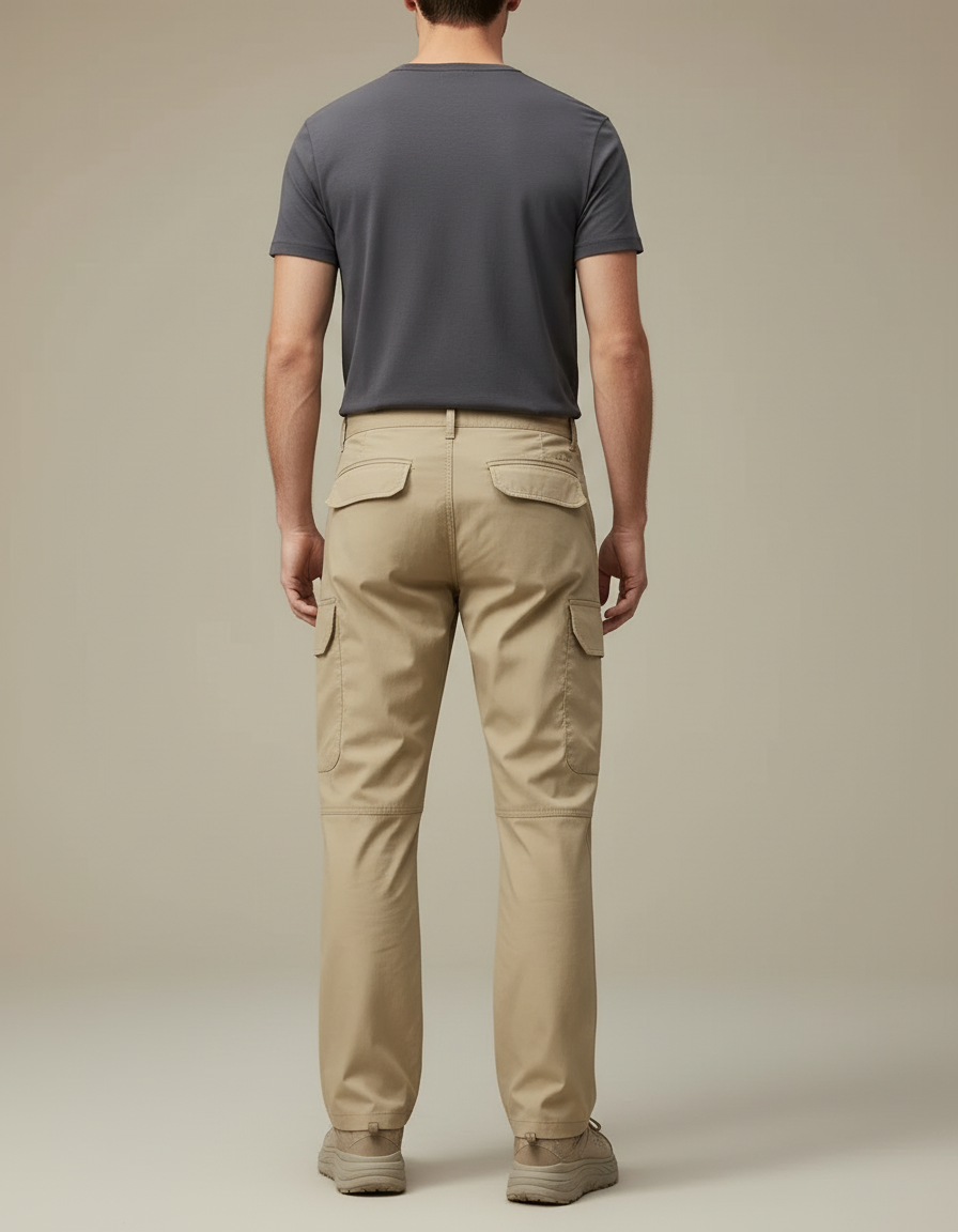 Pantalon Cargo Beige Décontracté Multipoches Ample Coton - vue 2