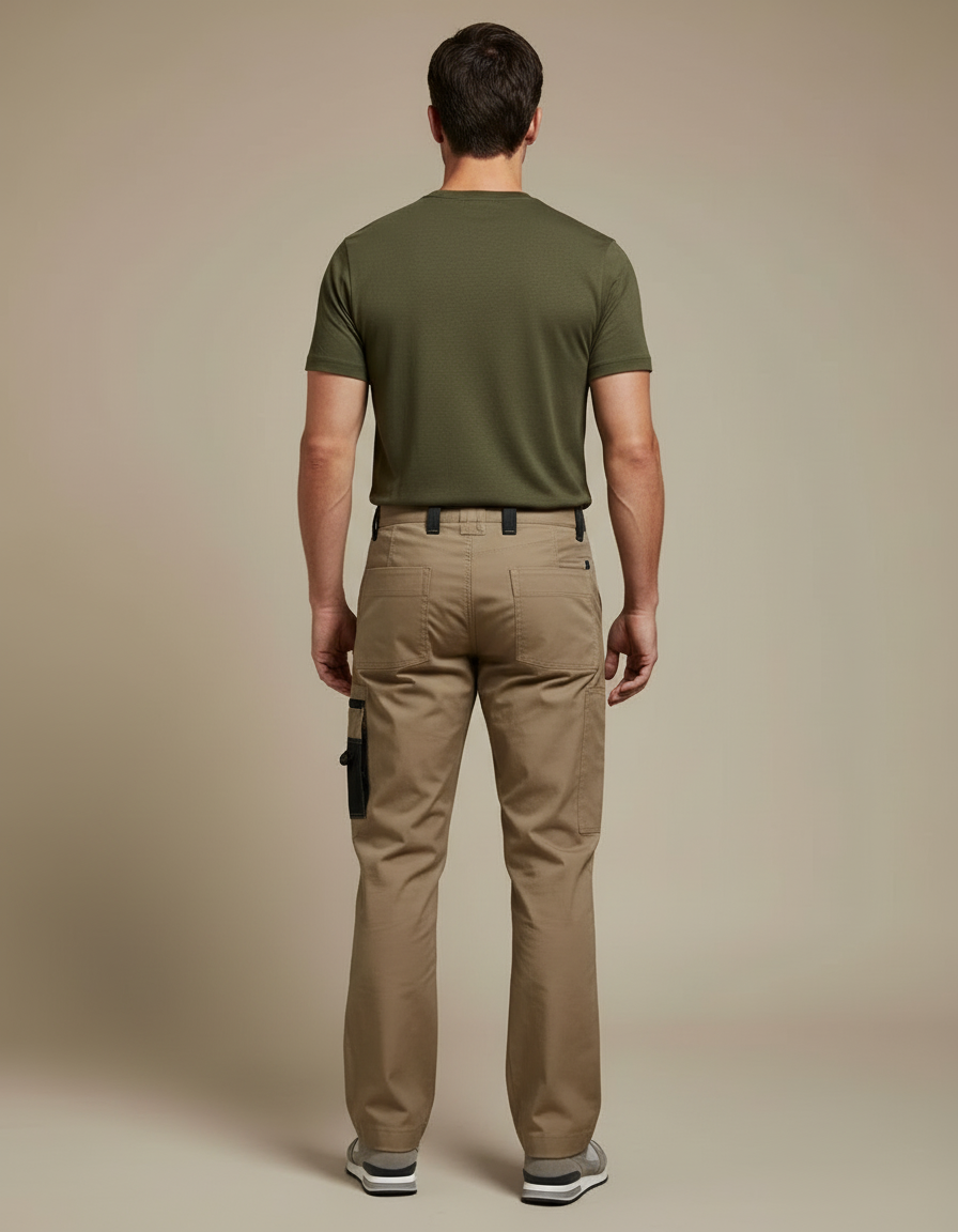 Pantalon Cargo Beige Homme Multi-Poches Droit Décontracté - Toile - vue 2