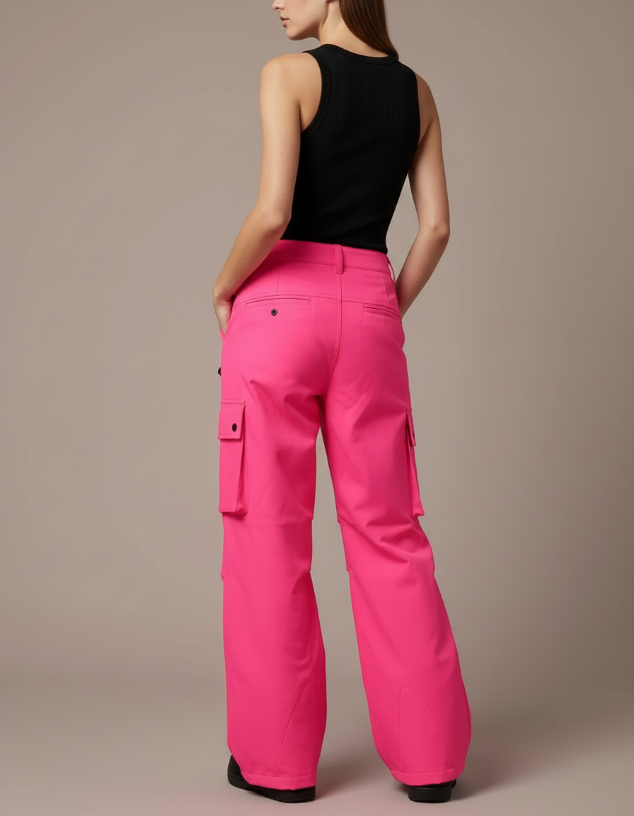 Pantalon De Ski Cargo - Rose Polyester - vue 2