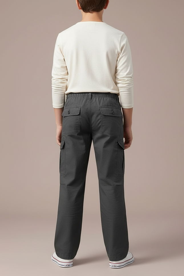 Pantalon Cargo Gris Coton Ample Décontracté Enfant - vue 2