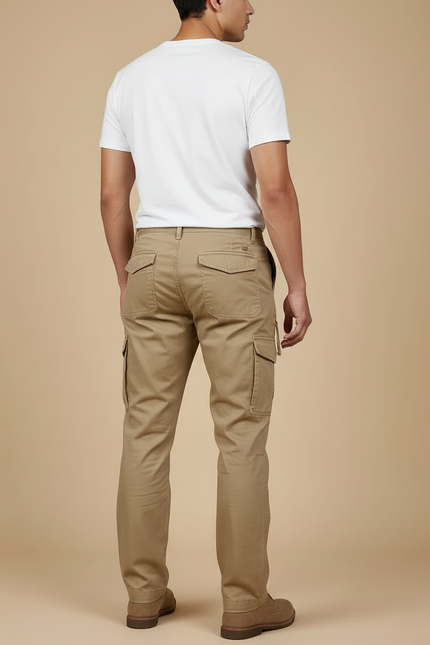 Pantalon Cargo Kaki Coton Droit Homme Décontracté - vue 2