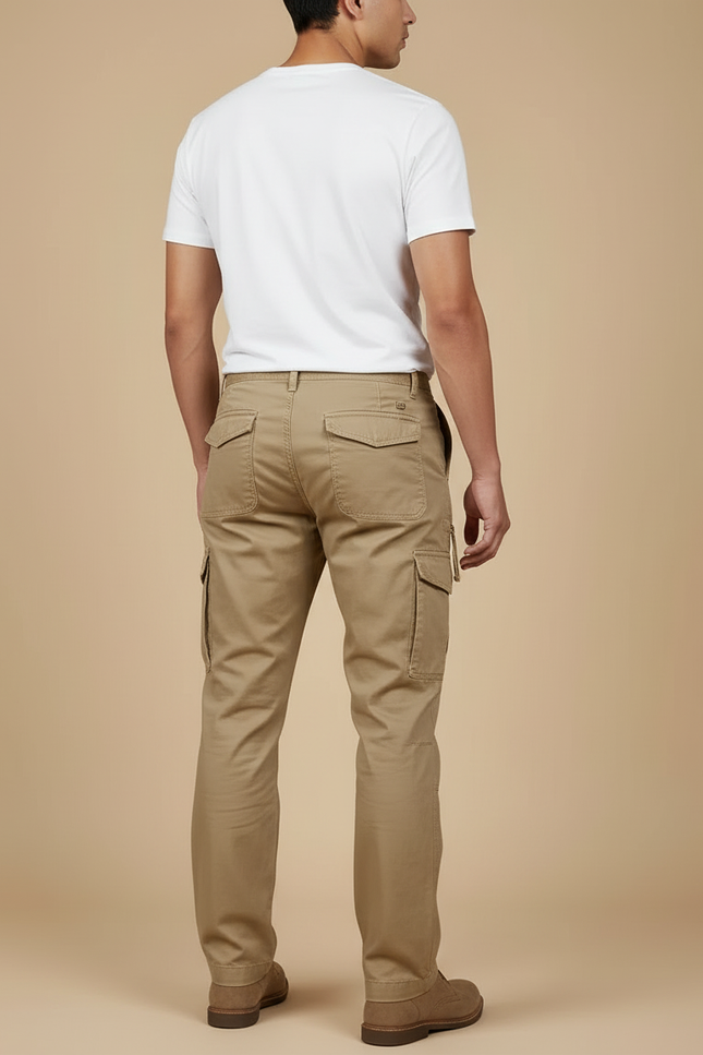 Pantalon Cargo Kaki Coton Droit Homme Décontracté - vue 2