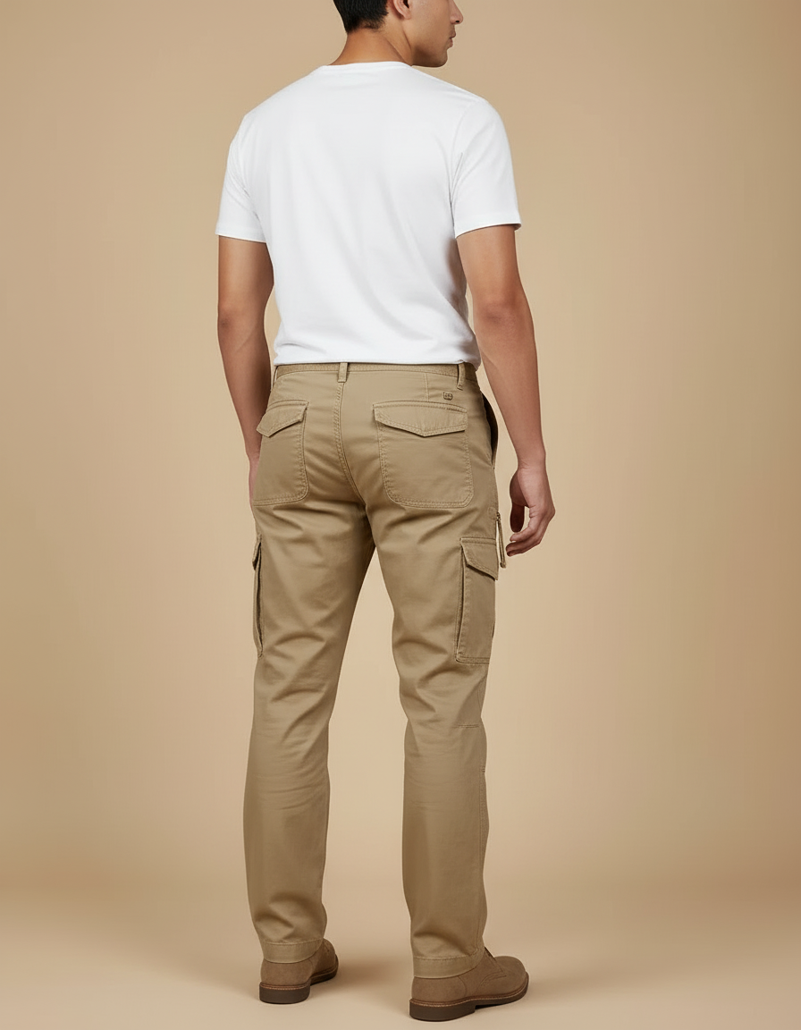 Pantalon Cargo Kaki Coton Droit Homme Décontracté - vue 2