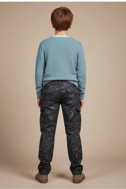 Pantalon Cargo Camouflage Noir Garçon Décontracté - Coton - vue 2