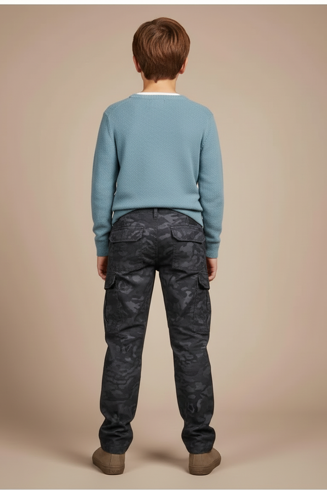 Pantalon Cargo Camouflage Noir Garçon Décontracté - Coton - vue 2