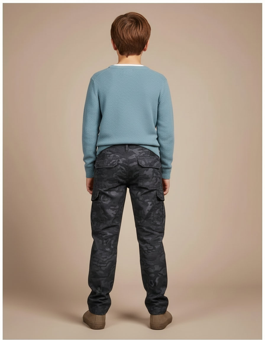 Pantalon Cargo Camouflage Noir Garçon Décontracté - Coton - vue 2
