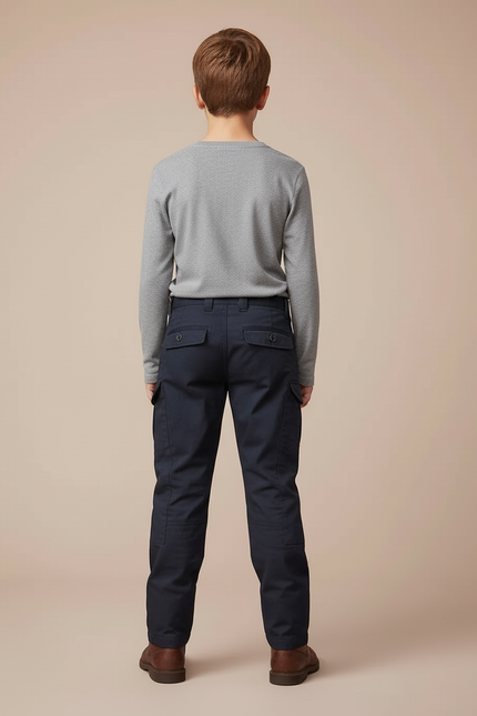 Pantalon Cargo Bleu Marine Enfant Tactique Renforcé - Gabardine - vue 2