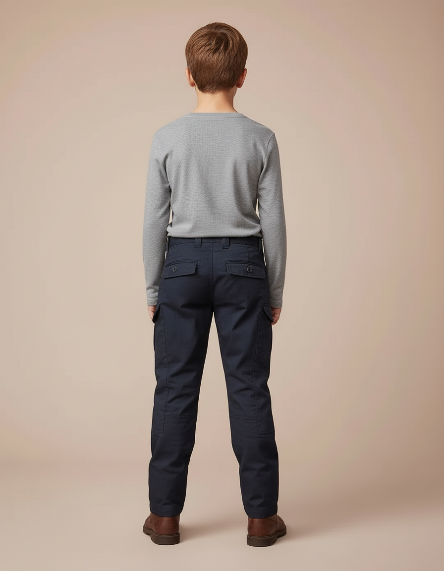 Pantalon Cargo Bleu Marine Enfant Tactique Renforcé - Gabardine - vue 2