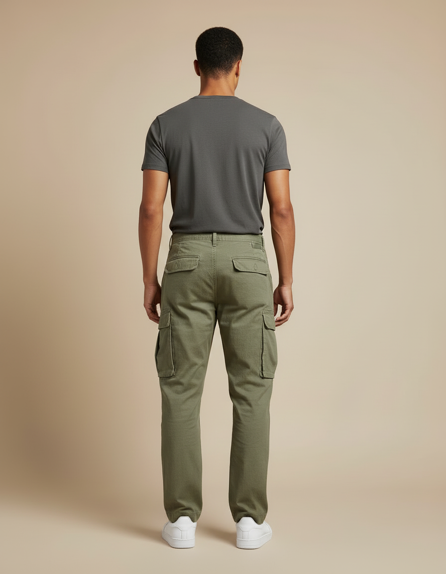 Pantalon Homme Cargo Kaki - Toile - vue 2