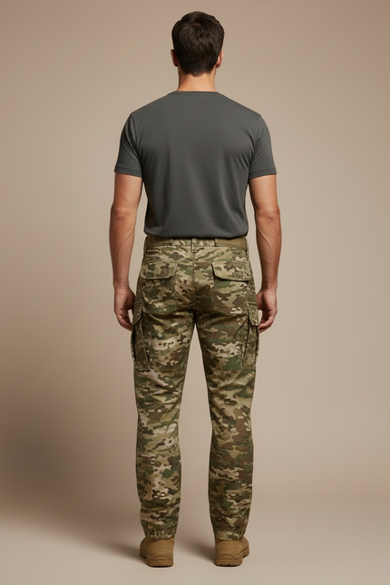 Pantalon Cargo Camouflage Militaire Robuste Multipoches Homme - Multicolore Toile - vue 2