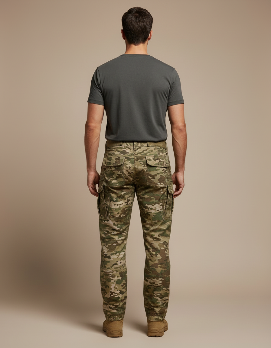 Pantalon Cargo Camouflage Militaire Robuste Multipoches Homme - Multicolore Toile - vue 2