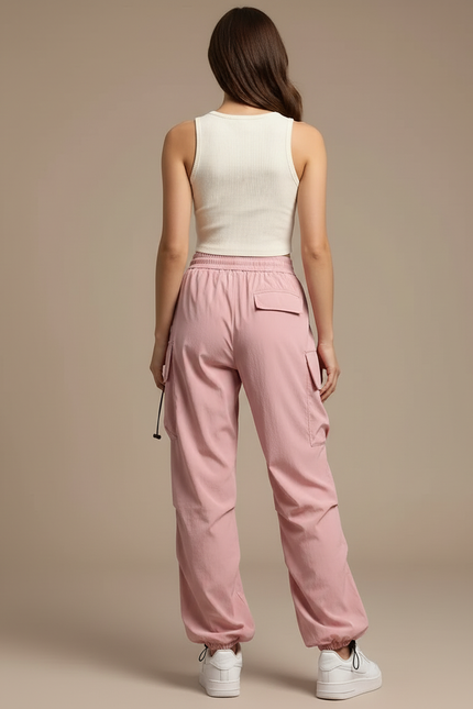 Pantalon Cargo Femme Rose Parachute - Polyester - vue 2